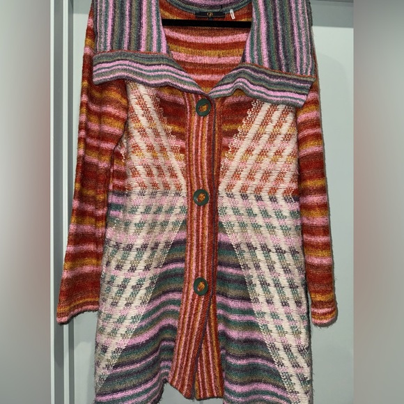 GJB New York Striped Mohair Blend Y2K Retro Boho Sweater- Medium- Made In Turkey - Picture 2 of 16